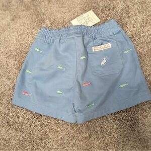 The Beaufort Bonnet Company Blue Shorts with Fish Embroidery
